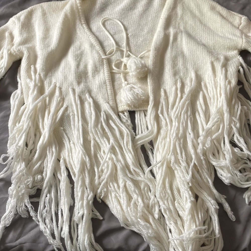 Spell and the gypsy designs rare vintage Leila tassel cardigan cropped shrug - Picture 12 of 16
